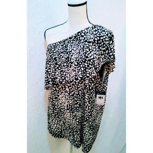 Ruffled Cheetah Animal Print One Shoulder Blouse